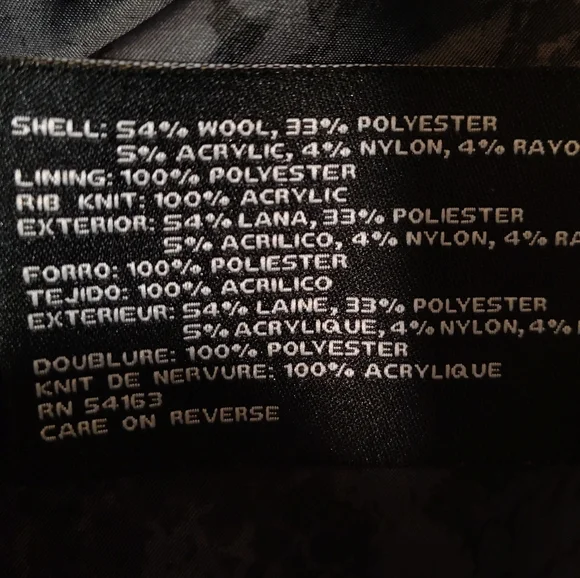 Guess Wool Pea Coat, Women Hooded, Black ButtonUp Pockets, Collar, Lining, S/M - Picture 15 of 15